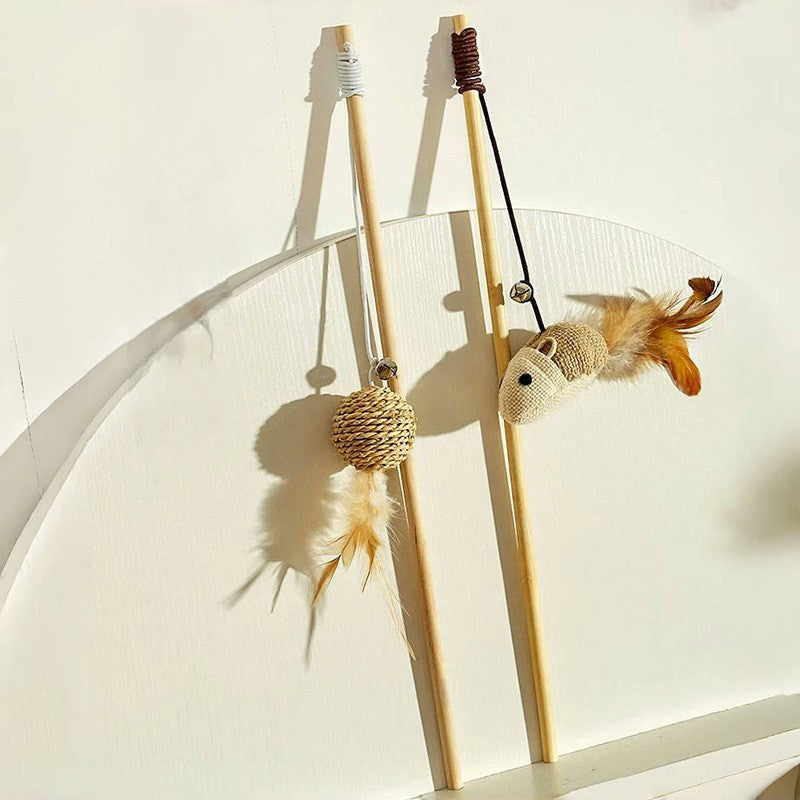 Wooden Stick Cat Teaser Wand | Shortie Friends
