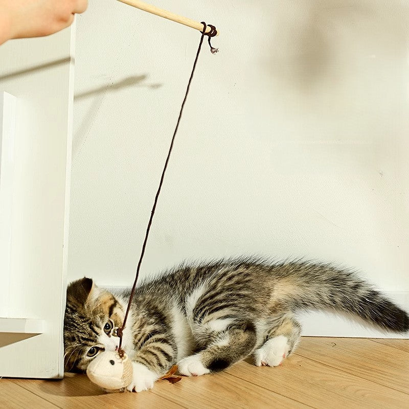 Wooden Stick Cat Teaser Wand | Shortie Friends