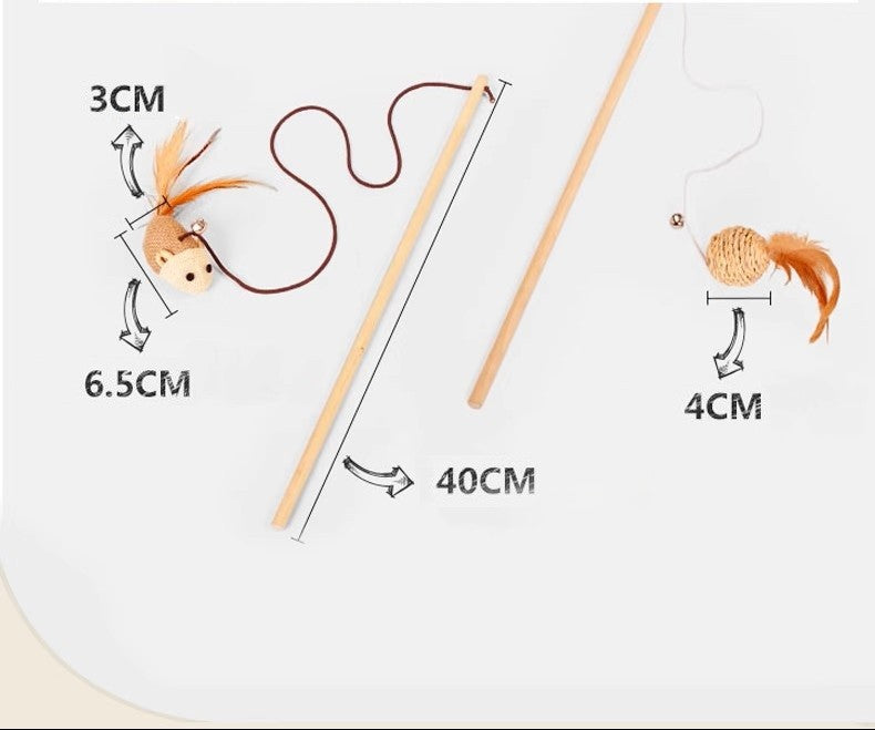 Wooden Stick Cat Teaser Wand | Shortie Friends