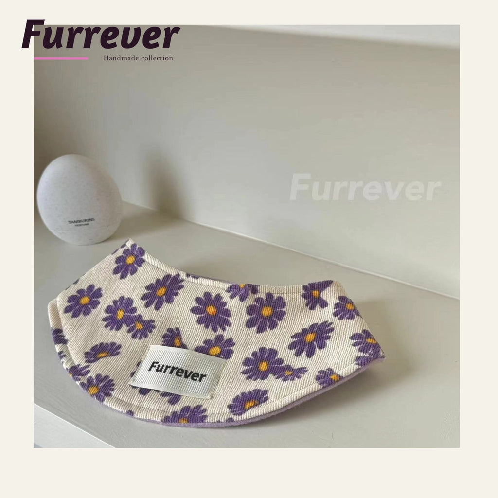 Furrever - Handmade Daisy Purple Pet Bib Bowtie & Hat | Shortie Friends