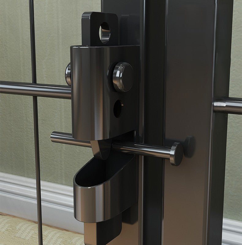 Metal Dog Pen, 6-panel, Lockable Gate 80x80cm Black | White - Shortie Friends