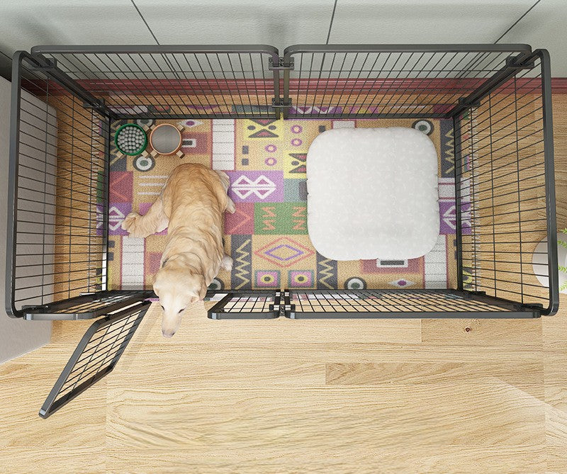 Metal Dog Pen, 6-panel, Lockable Gate 80x80cm Black | White - Shortie Friends