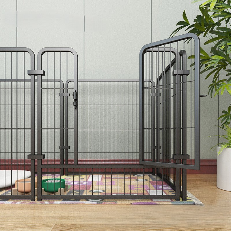Metal Dog Pen, 6-panel, Lockable Gate 80x80cm Black | White - Shortie Friends