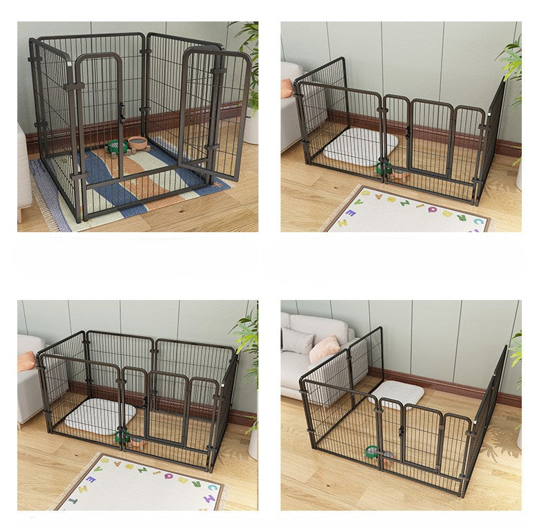 Metal Dog Pen, 6-panel, Lockable Gate 80x80cm Black | White - Shortie Friends