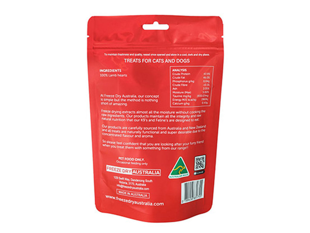 Freeze Dry Australia Freeze Dried Diced Lamb Hearts | Shortie Friends