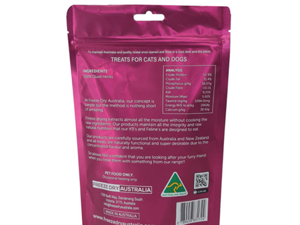 Freeze Dry Australia Freeze Dried Quail Necks | Shortie Friends