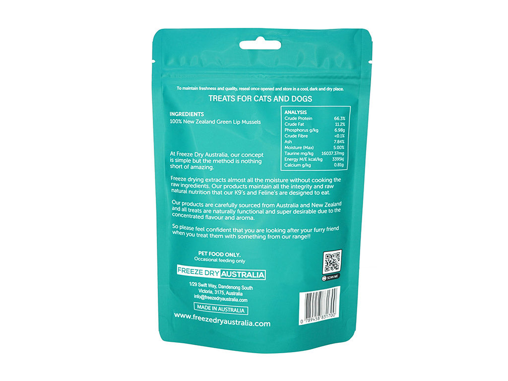 Freeze Dry Australia Freeze Dried Whole Green Lip Mussels | Shortie Friends