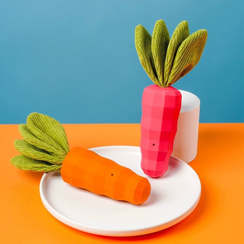 Latex Squeaky Crinkly Carrot Toy | Shortie Frends