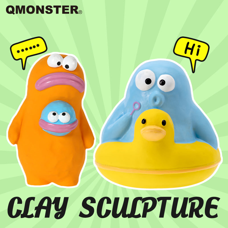 QMonster Latex Squeaky Toy Clay Sculpture | Shortie Friends