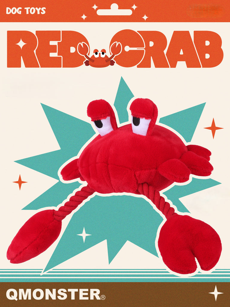 QMonster Red Crab Squeaking Tug Toy | Shortie Friends