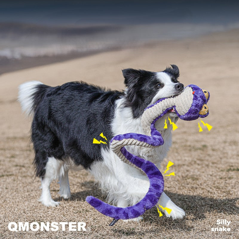 QMonster Silly Snake Super Long Squeaking Toy | Shortie Friends