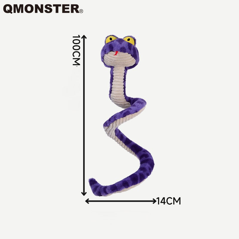QMonster Silly Snake Super Long Squeaking Toy | Shortie Friends