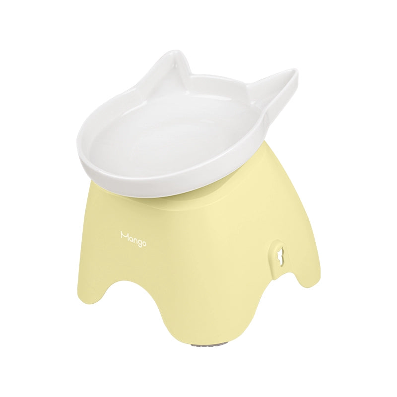 Mango Raised Ceramic Bowl | Neck-Protection Tilted Design - Shortie Friends