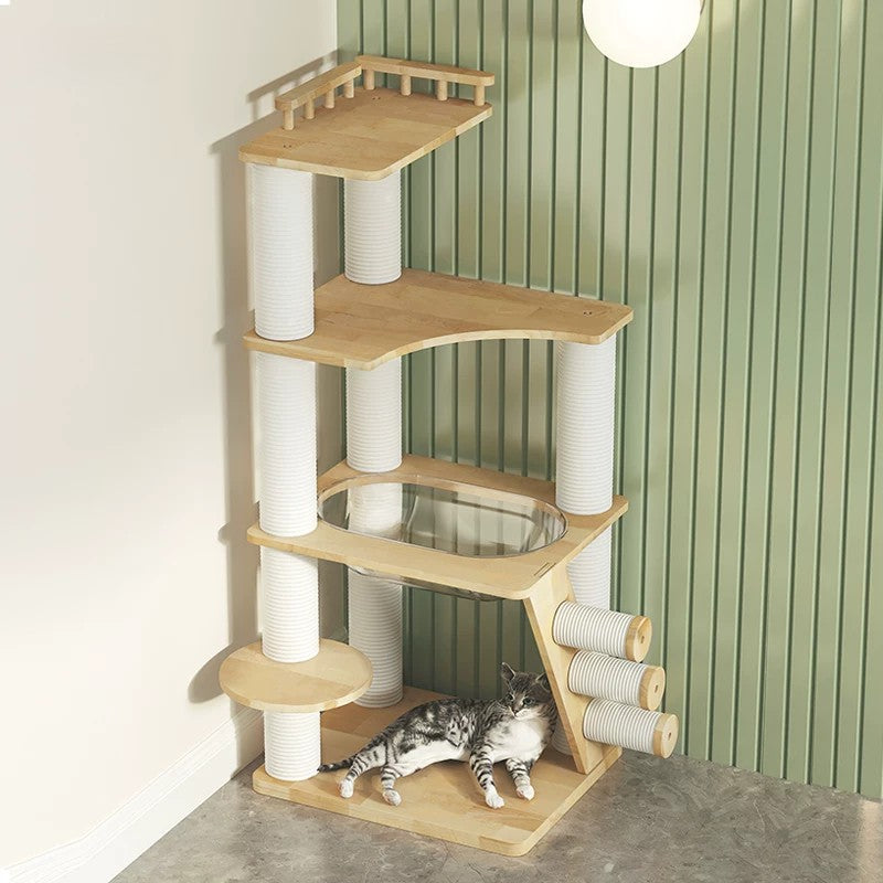 rubber tree cat Rubber Wood Cat Tree with 9cm Extra Thick Solid Wood Posts & Extra Lar – Shortie Friends