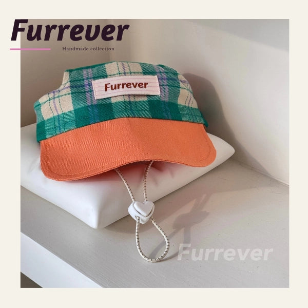 Furrever - Handmade Spring Bloom Plaid Bib and Cap | Shortie Friends