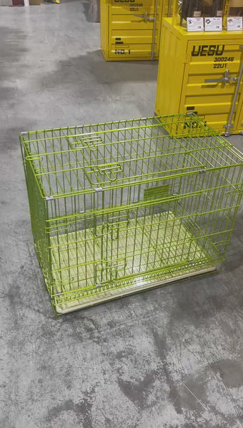 Foldable Nano-Coated Solid Steel Pet Crate with Removable Tray | Shortie Friends