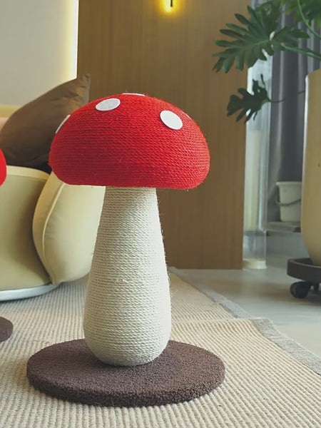 Sisal Cat Scratching Post Red Umbrella Mushroom | Shortie Friends
